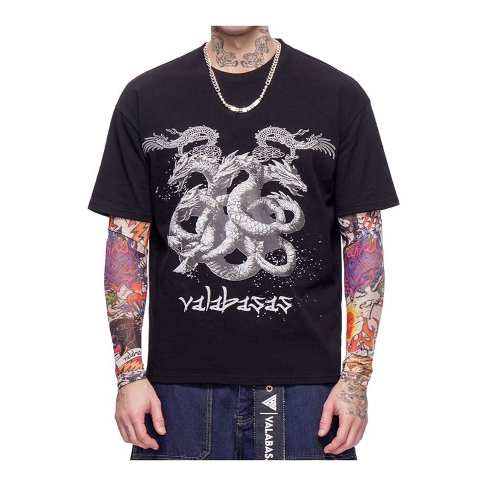 Valabasas Crew Neck T-Shirt Zankai Long Sleeve Mens Black VLBS-VSL1-1023